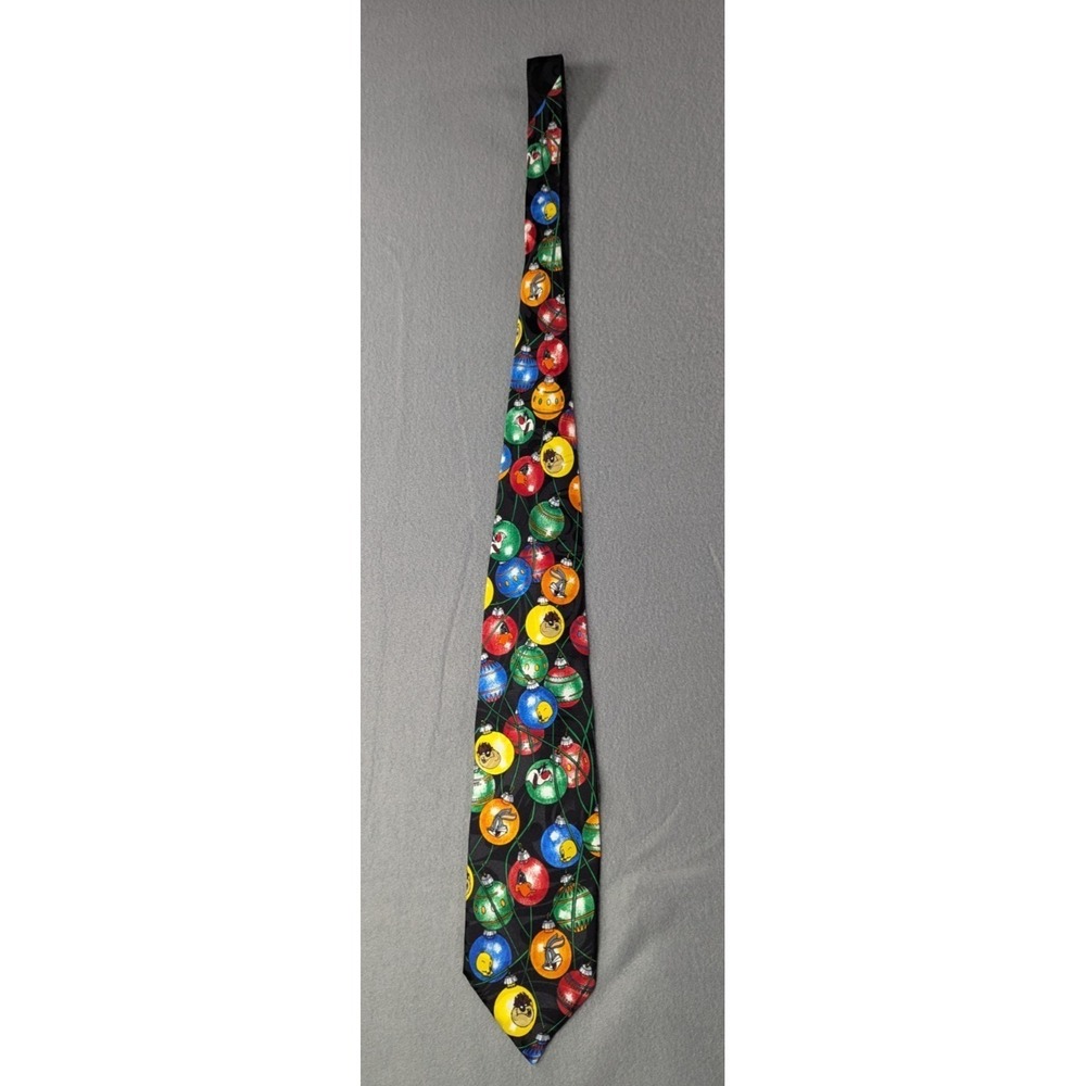 Looney Tunes Mens Christmas Ornaments‎ Neck Tie One Size Black Multi 8352